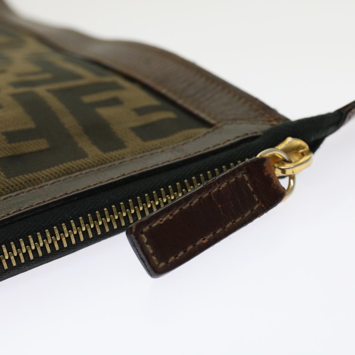 FENDI Zucca Canvas Clutch Bag Black Brown yk7995B