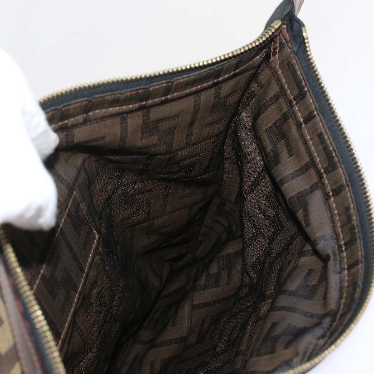 FENDI Zucca Canvas Clutch Bag Black Brown yk7995B