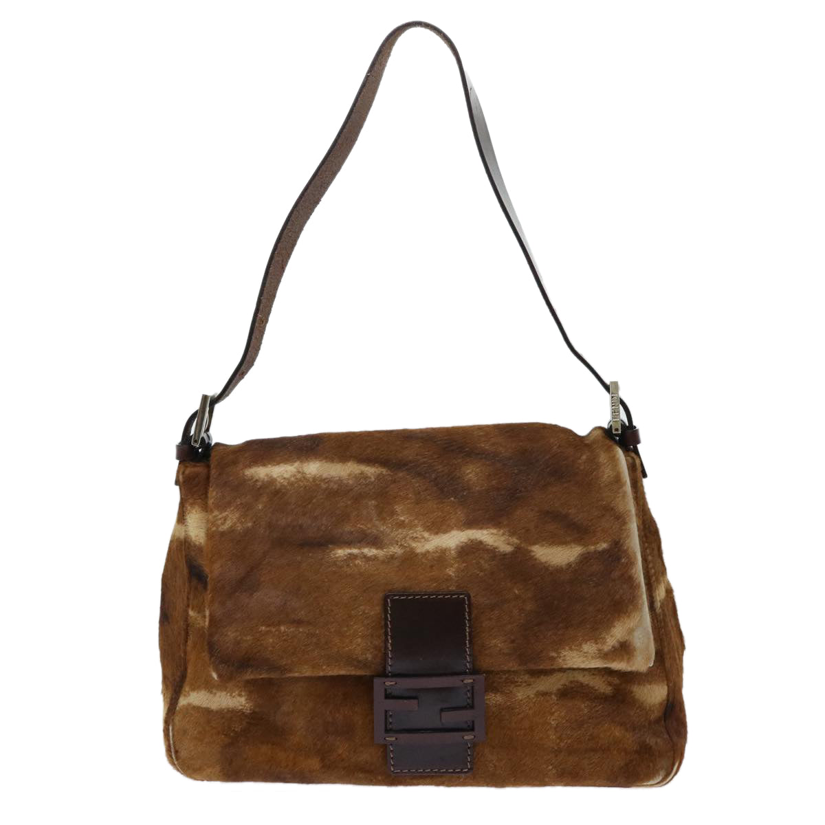 FENDI Mamma Baguette Shoulder Bag Harako leather Brown yk8030