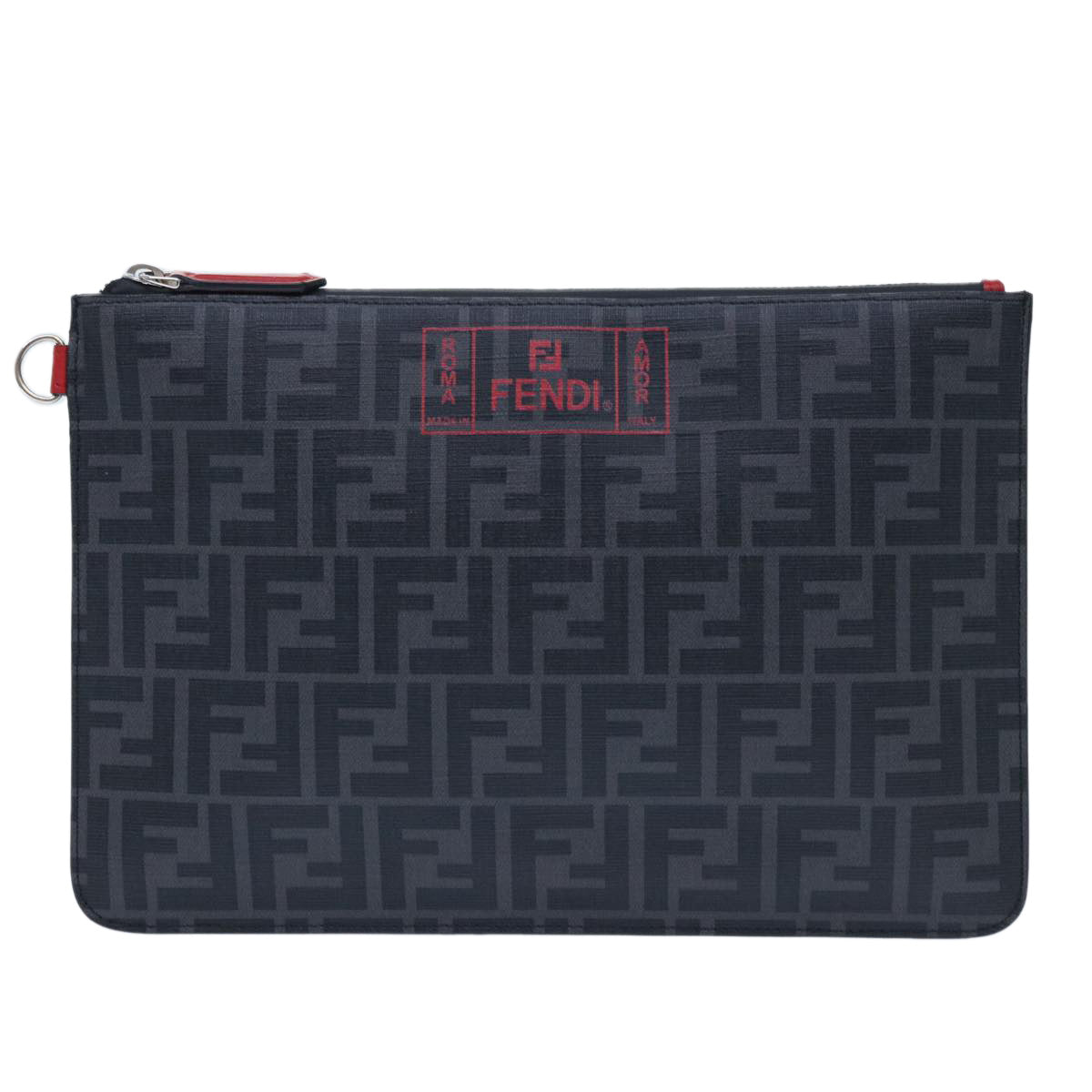 FENDI Zucca Canvas Clutch Bag Black yk8081