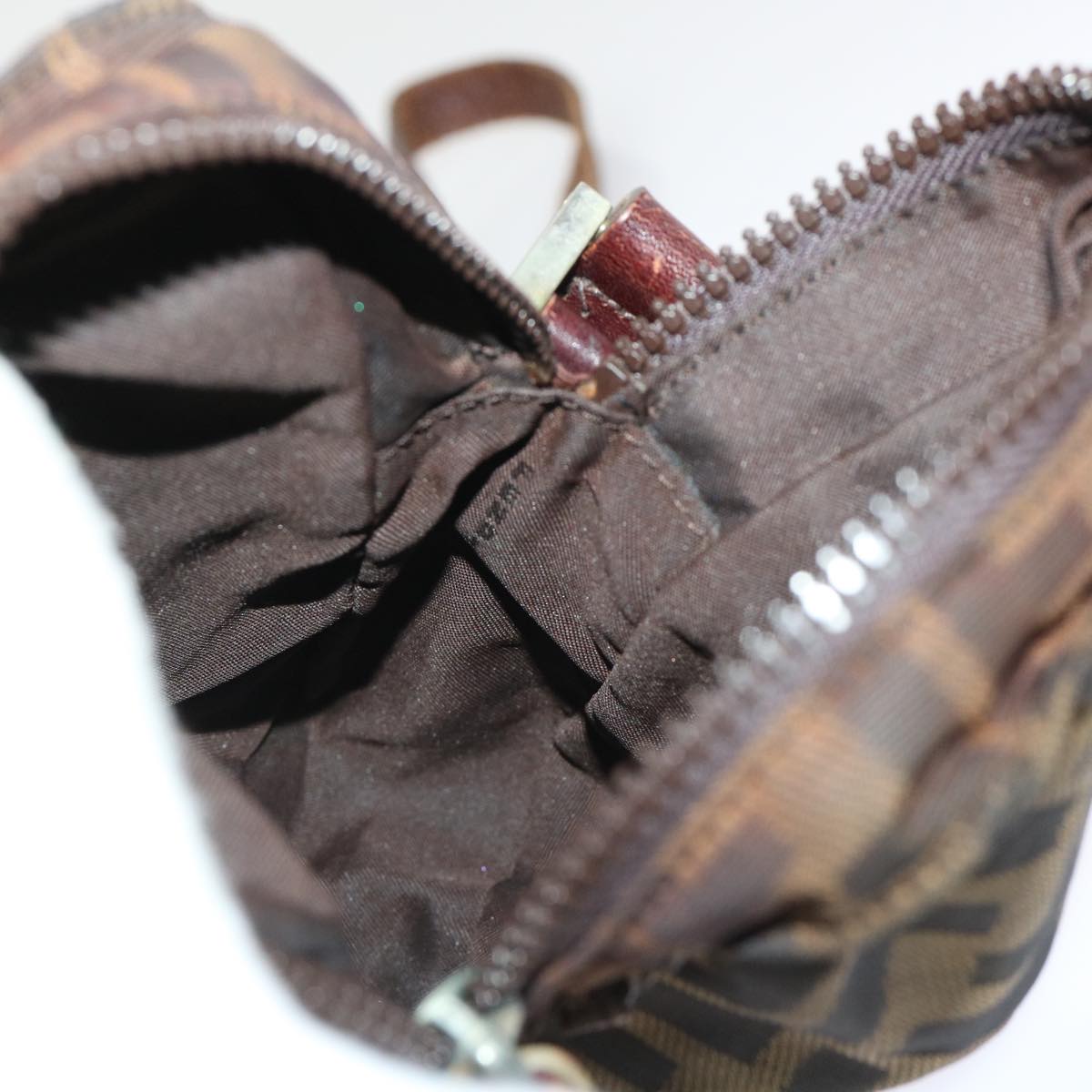 FENDI Zucca Canvas Shoulder Bag Black Brown yk8094B