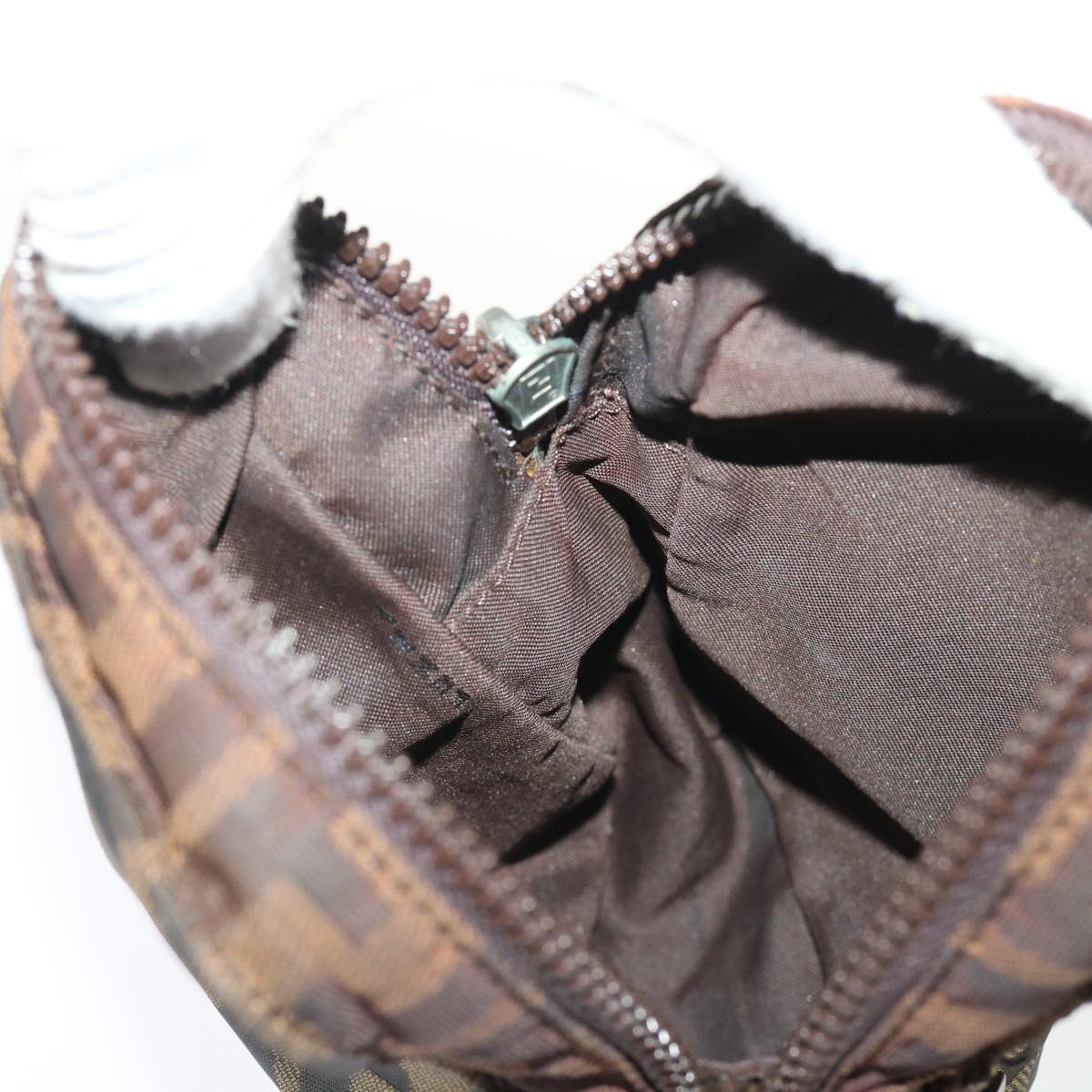 FENDI Zucca Canvas Shoulder Bag Black Brown yk8094B
