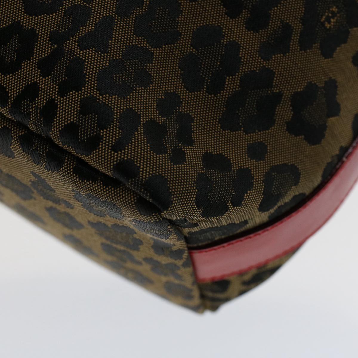 FENDI Leopard Pouch Nylon Leather Brown Red yk8155