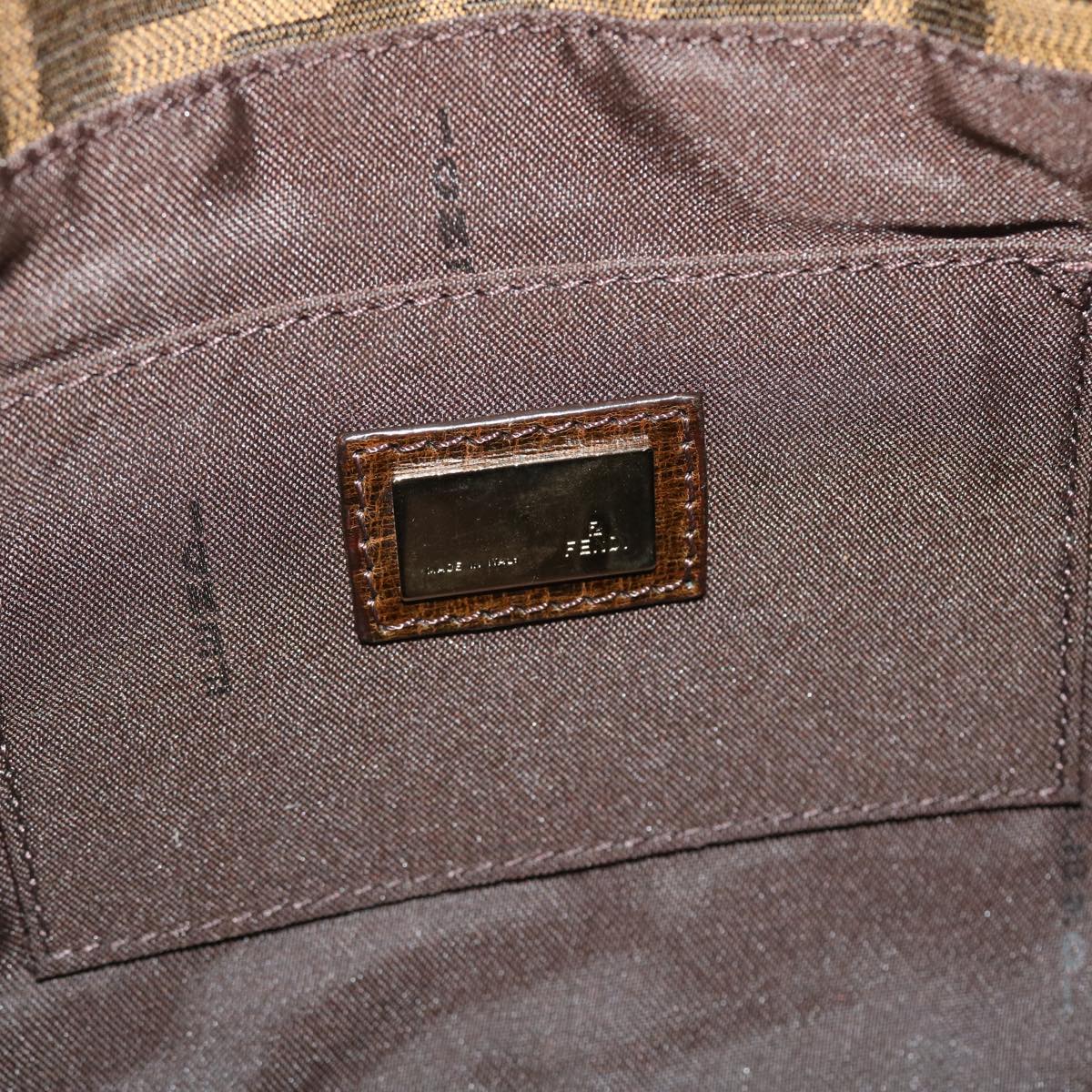 FENDI Zucca Canvas Turn Lock Shoulder Bag Black Brown yk8162