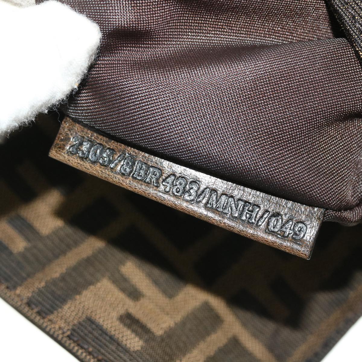 FENDI Zucca Canvas Turn Lock Shoulder Bag Black Brown yk8162