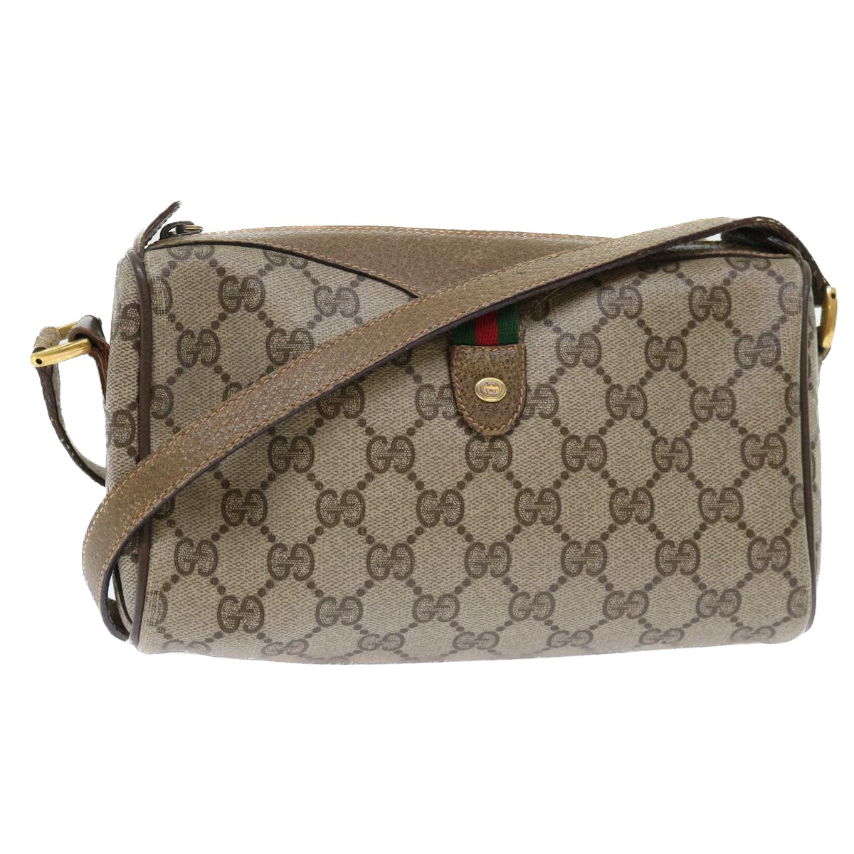 GUCCI GG Canvas Web Sherry Line Shoulder Bag Beige Red 89.02.018 yk8189B