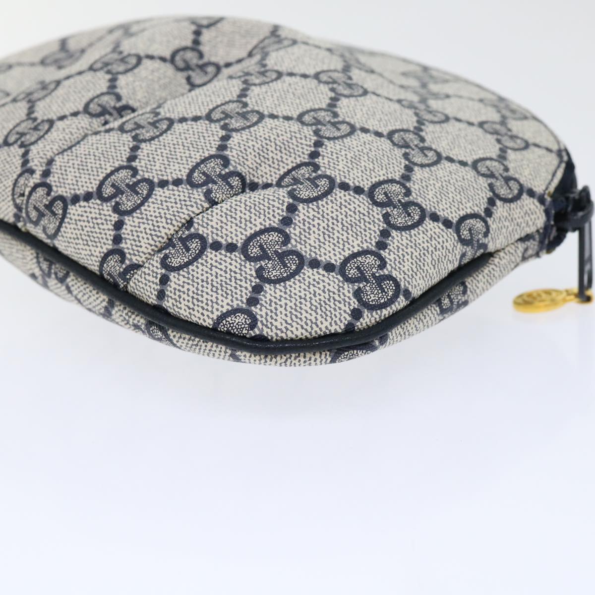 GUCCI GG Canvas Pouch PVC Leather Gray Navy yk8214