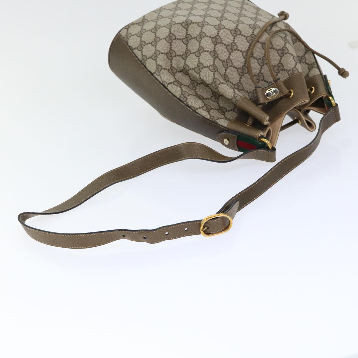 GUCCI GG Canvas Web Sherry Line Shoulder Bag Beige Green 41.02.034 yk8237