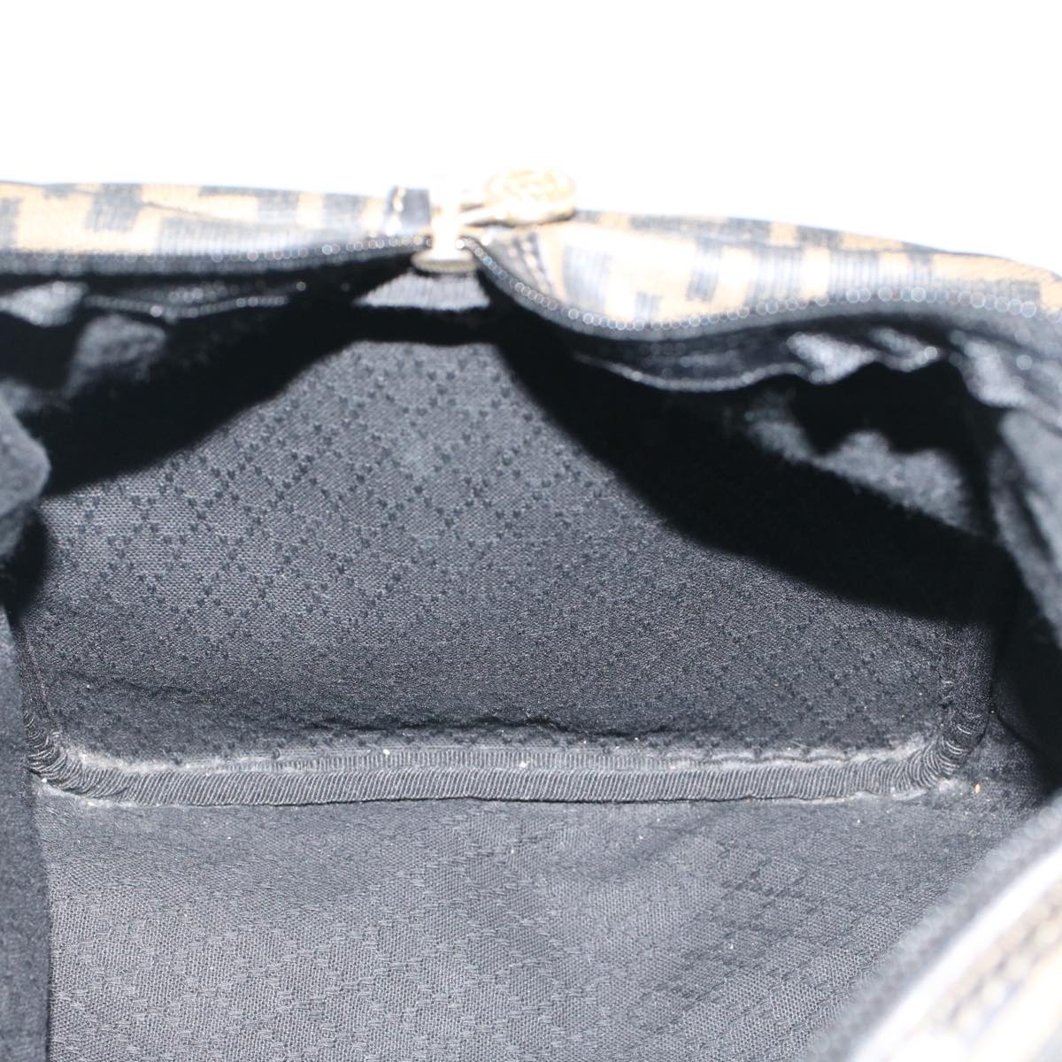 FENDI Zucca Canvas Boston Bag Leather Black Brown yk8249