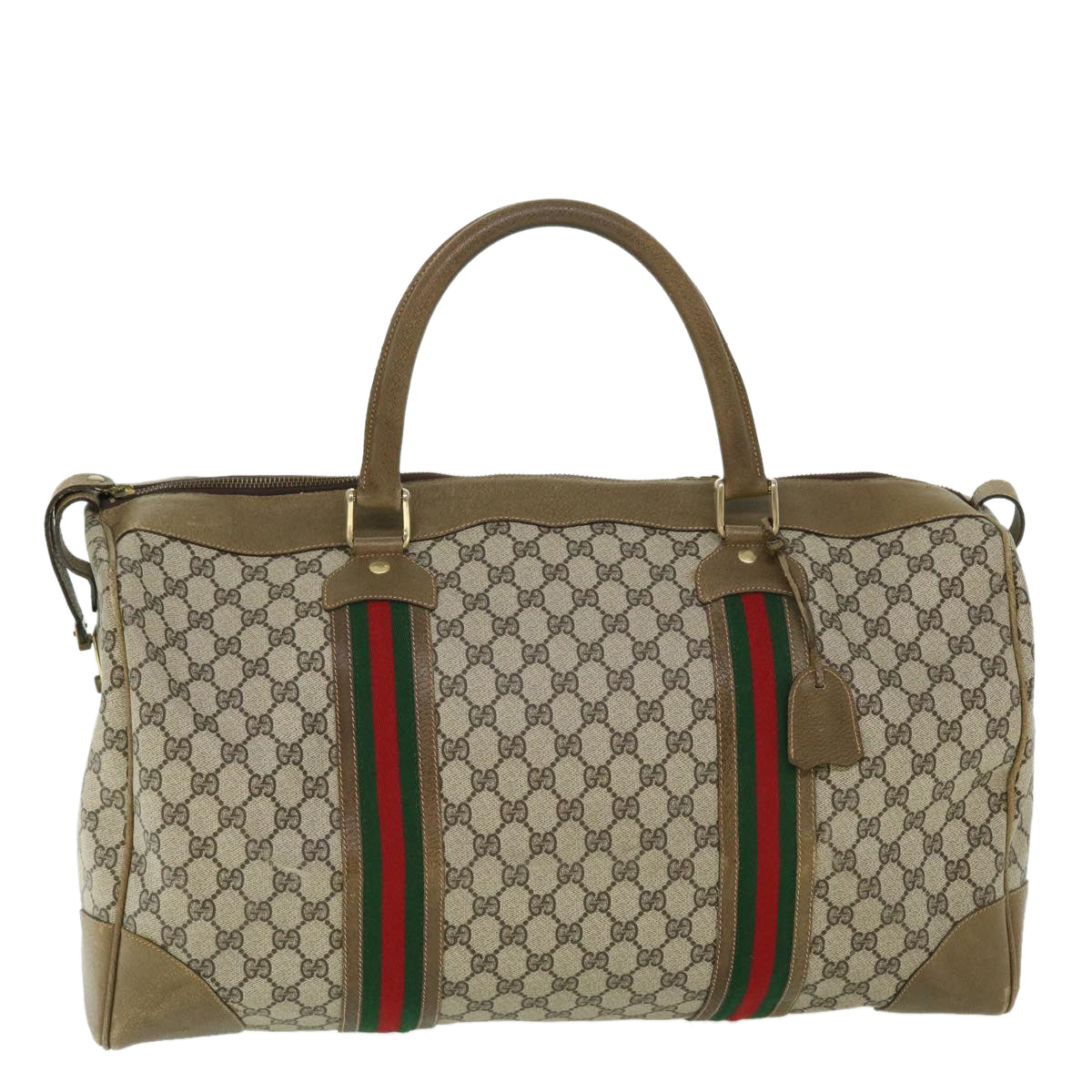 GUCCI GG Canvas Web Sherry Line Boston Bag Red Beige Green yk8255