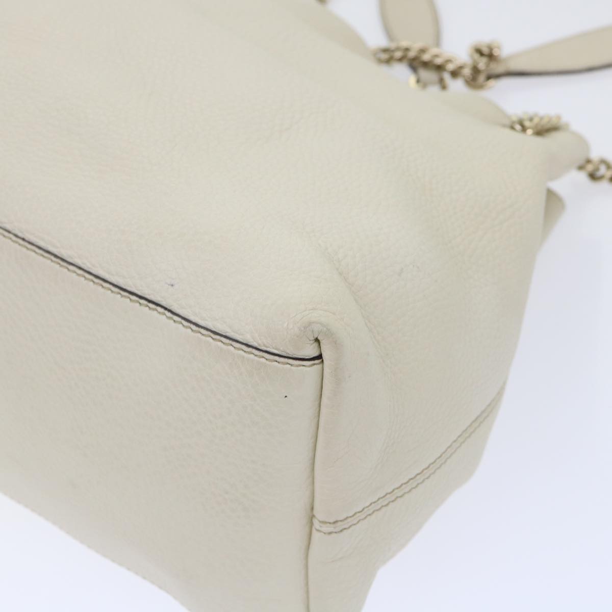GUCCI Soho Chain Shoulder Bag Leather White 308982 yk8266