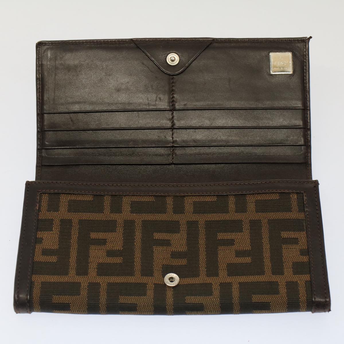 FENDI Zucca Canvas Wallet Black Brown yk8305