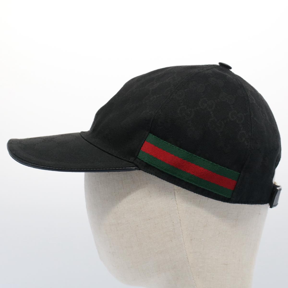 GUCCI GG Canvas Web Sherry Line Cap XL Black Red Green 200035 yk8309