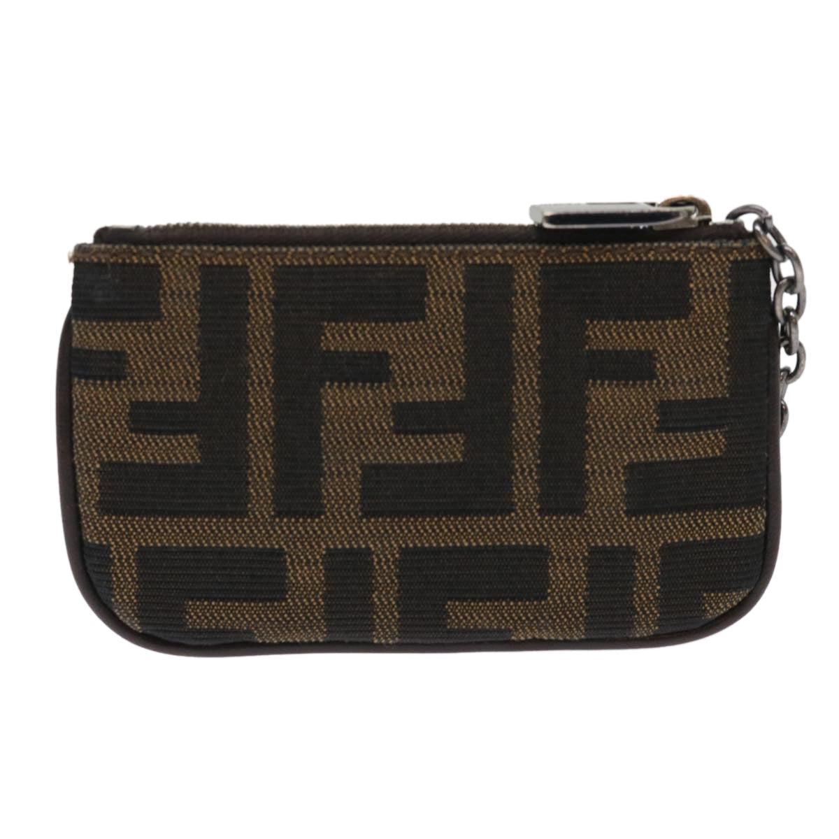 FENDI Zucca Canvas Coin Purse Black Brown yk8340