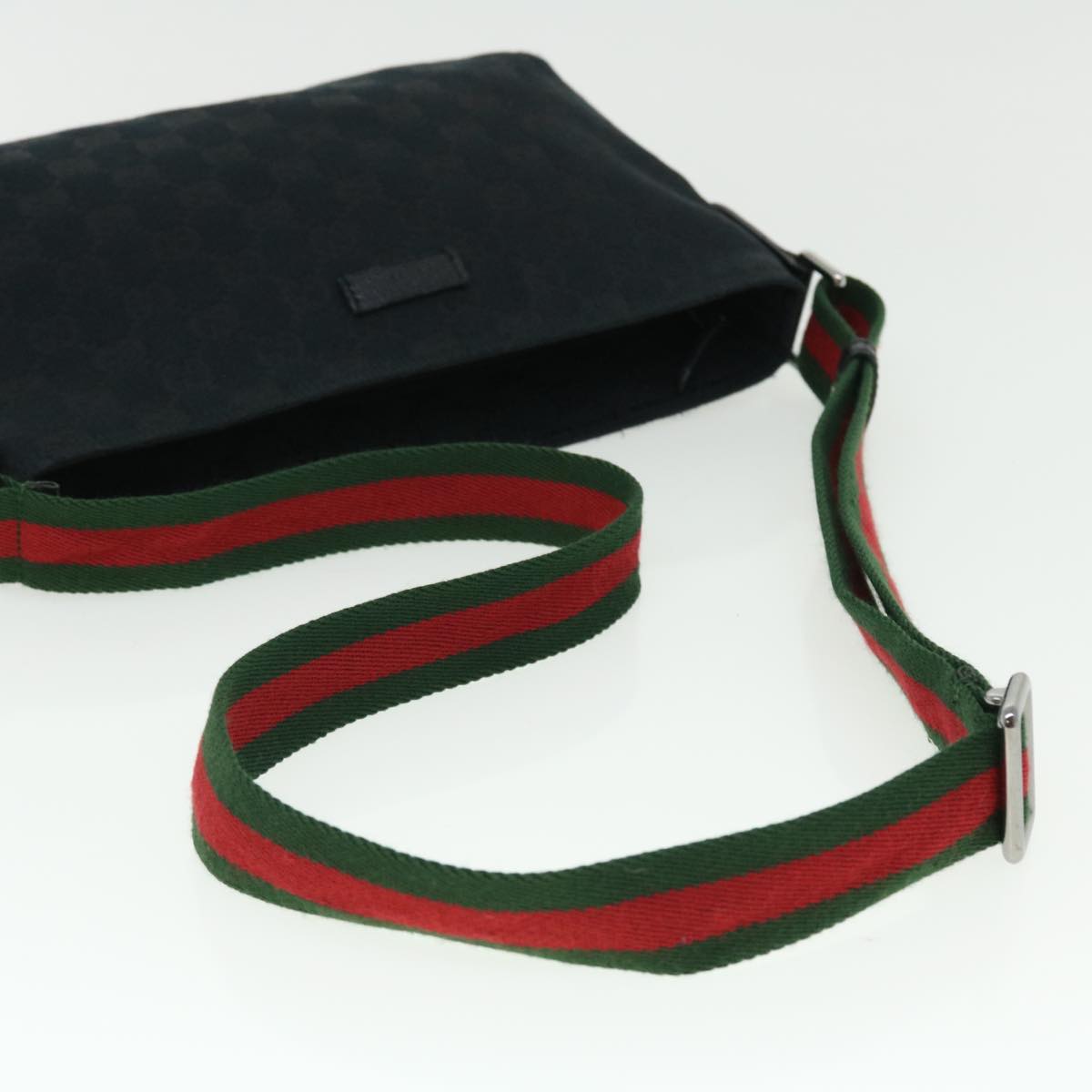 GUCCI GG Canvas Web Sherry Line Shoulder Bag Black Red Green 189749 yk8345