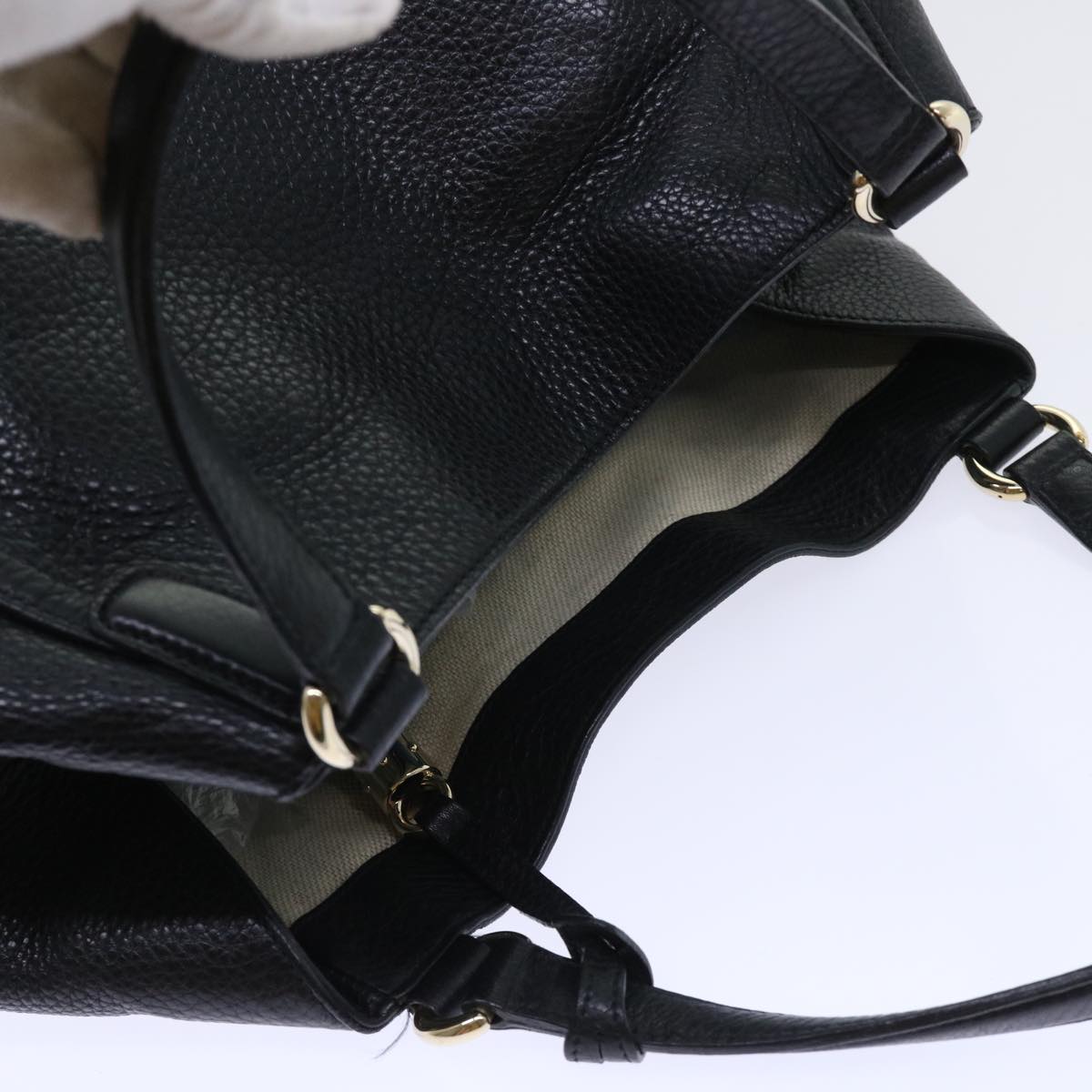 GUCCI Soho Shoulder Bag Leather Black 282309 yk8405