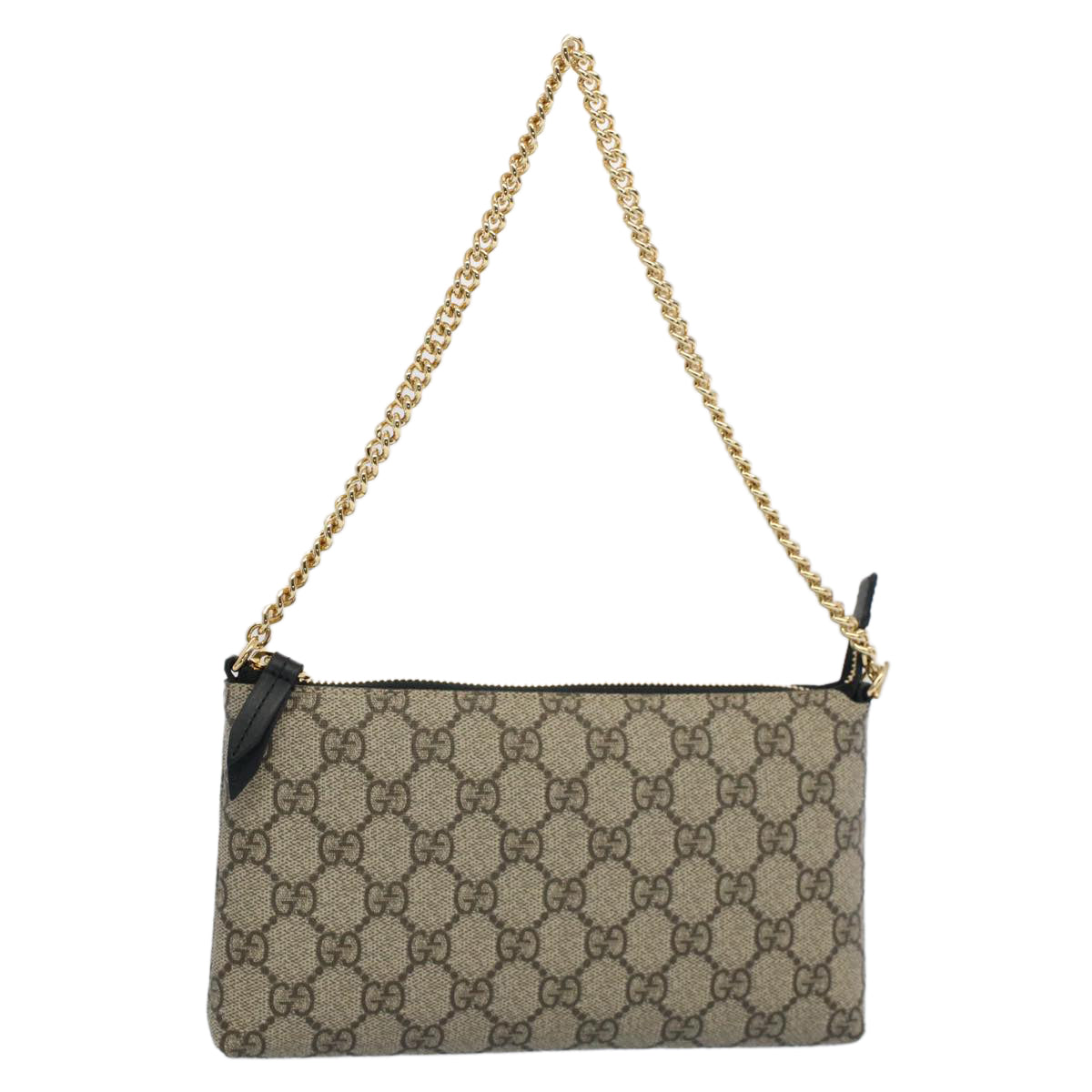 GUCCI GG Canvas Chain Accessory Pouch PVC Leather Beige 428449 yk8408
