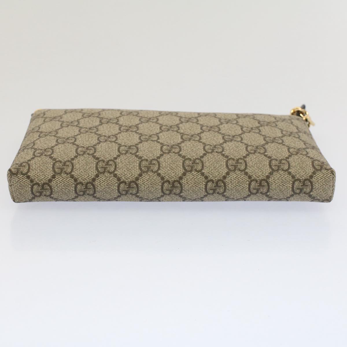 GUCCI GG Canvas Chain Accessory Pouch PVC Leather Beige 428449 yk8408