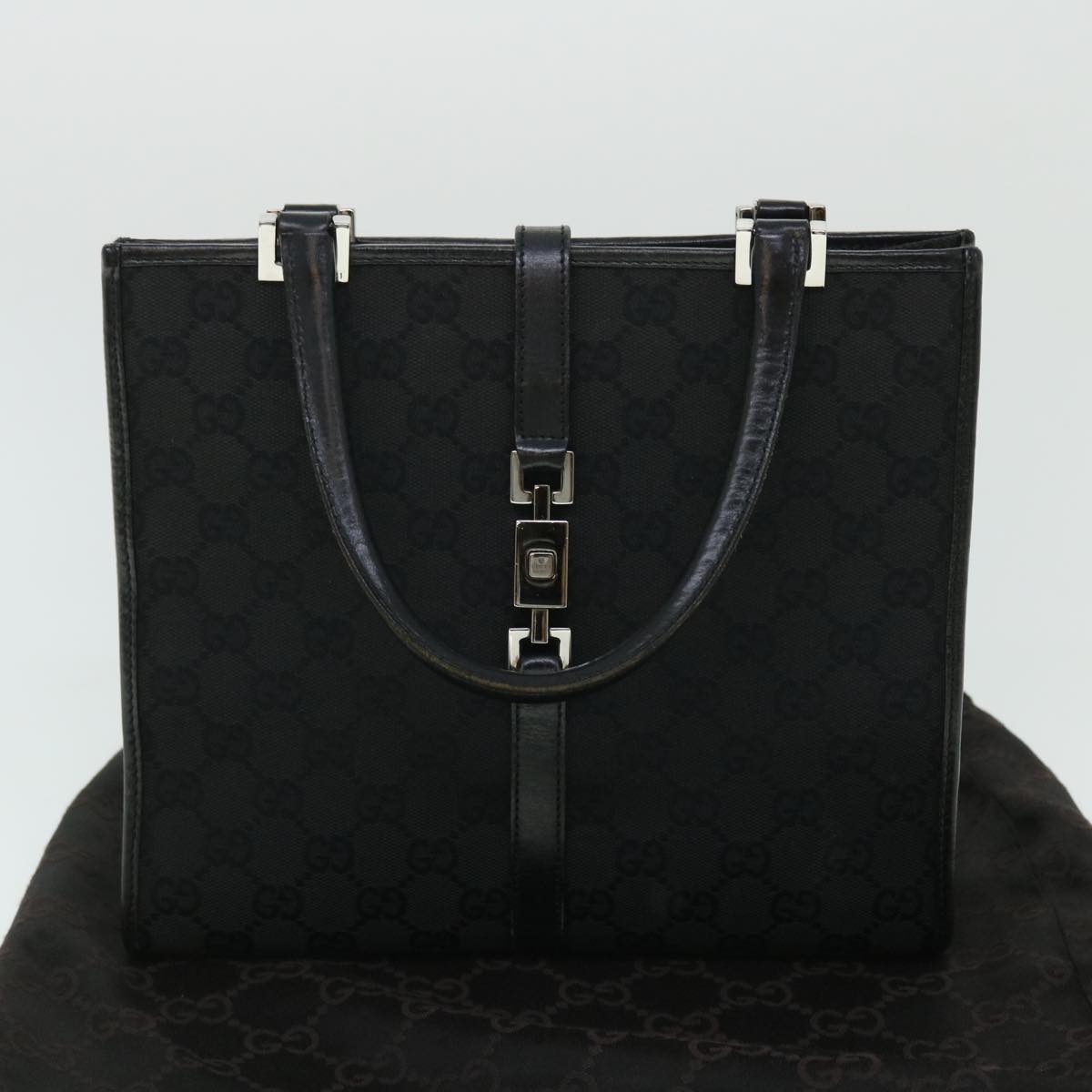 GUCCI GG Canvas Jackie Hand Bag Black yk8412