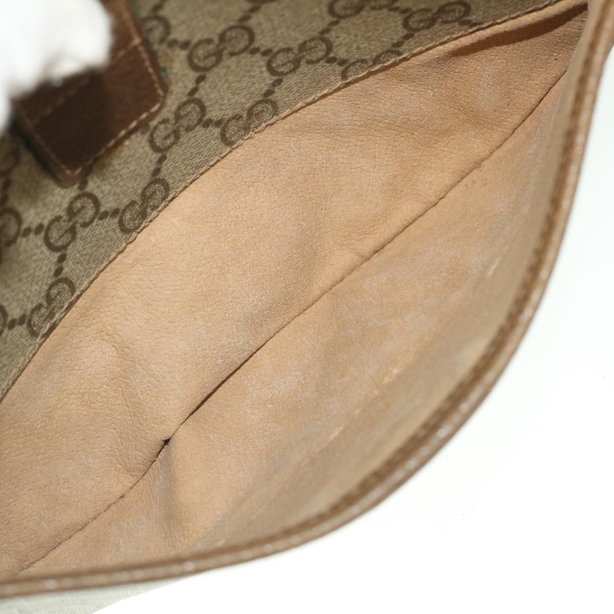 GUCCI GG Canvas Web Sherry Line Shoulder Bag PVC Leather Beige Green yk8413