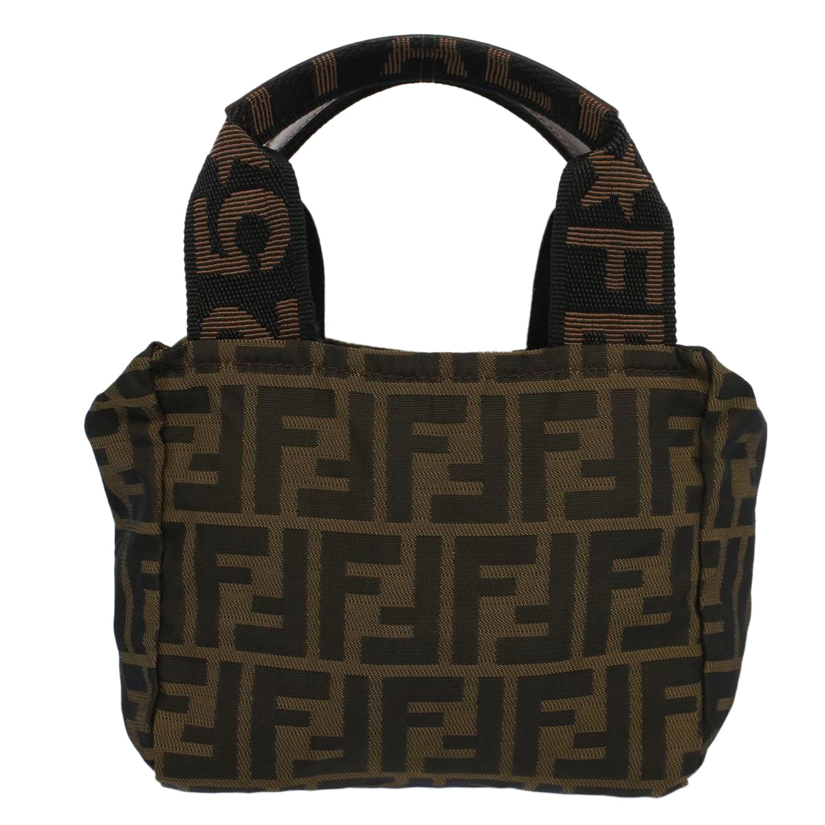 FENDI Zucca Canvas Hand Bag Brown Black yk8449