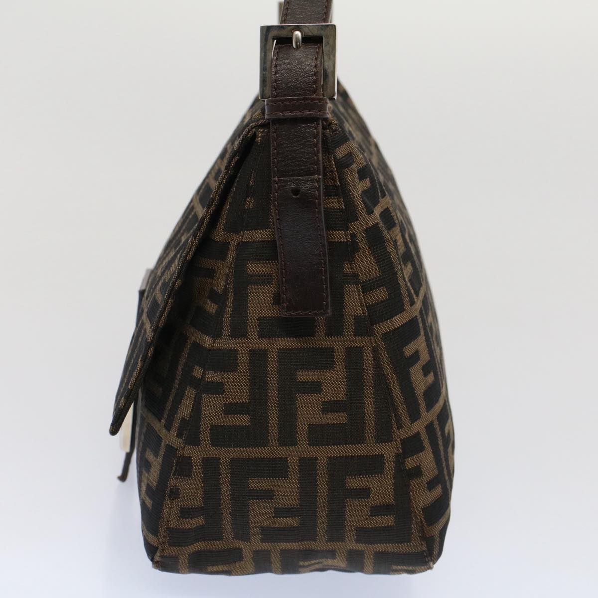 FENDI Zucca Canvas Mamma Baguette Shoulder Bag Brown Black yk8485