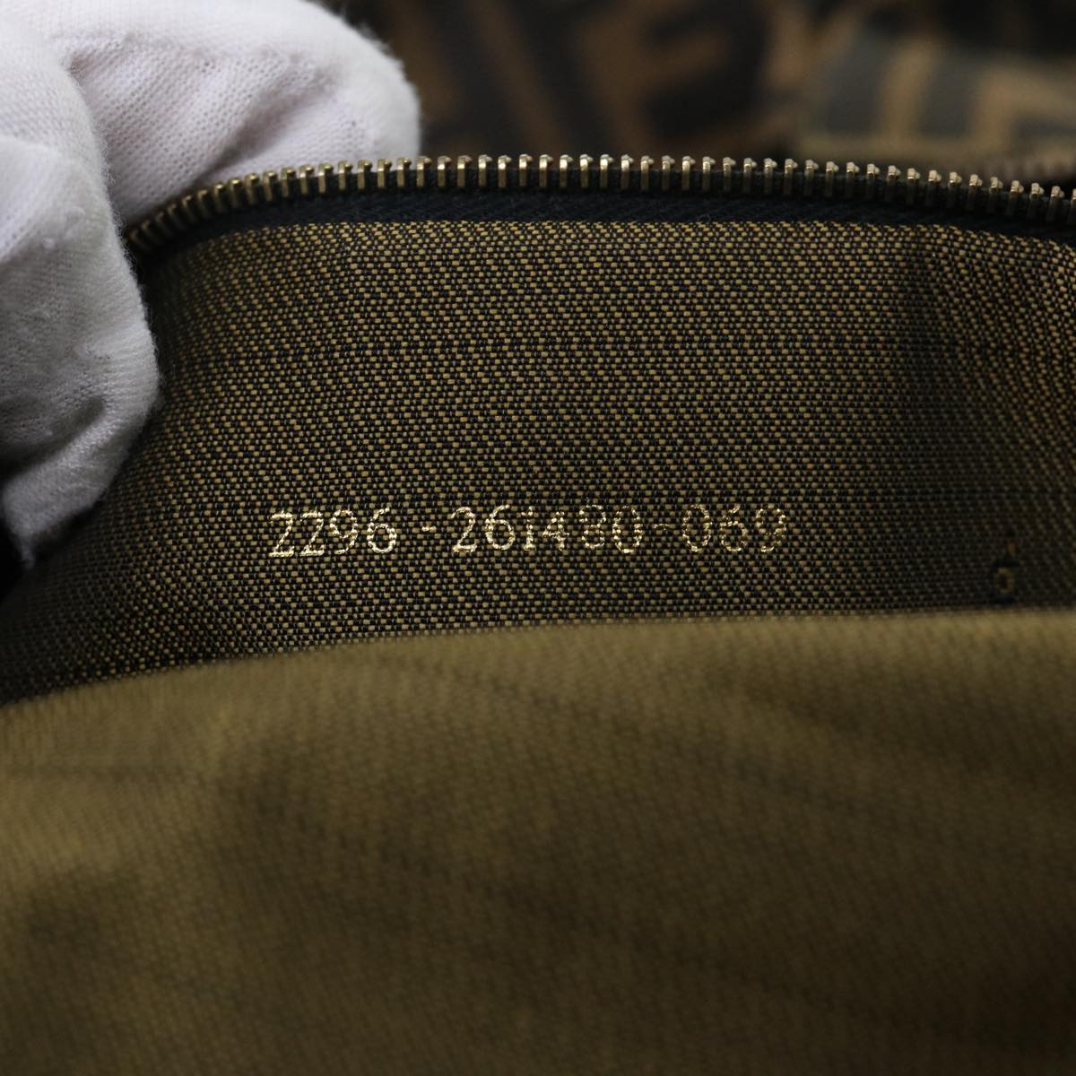 FENDI Zucca Canvas Boston Bag Brown Black yk8493