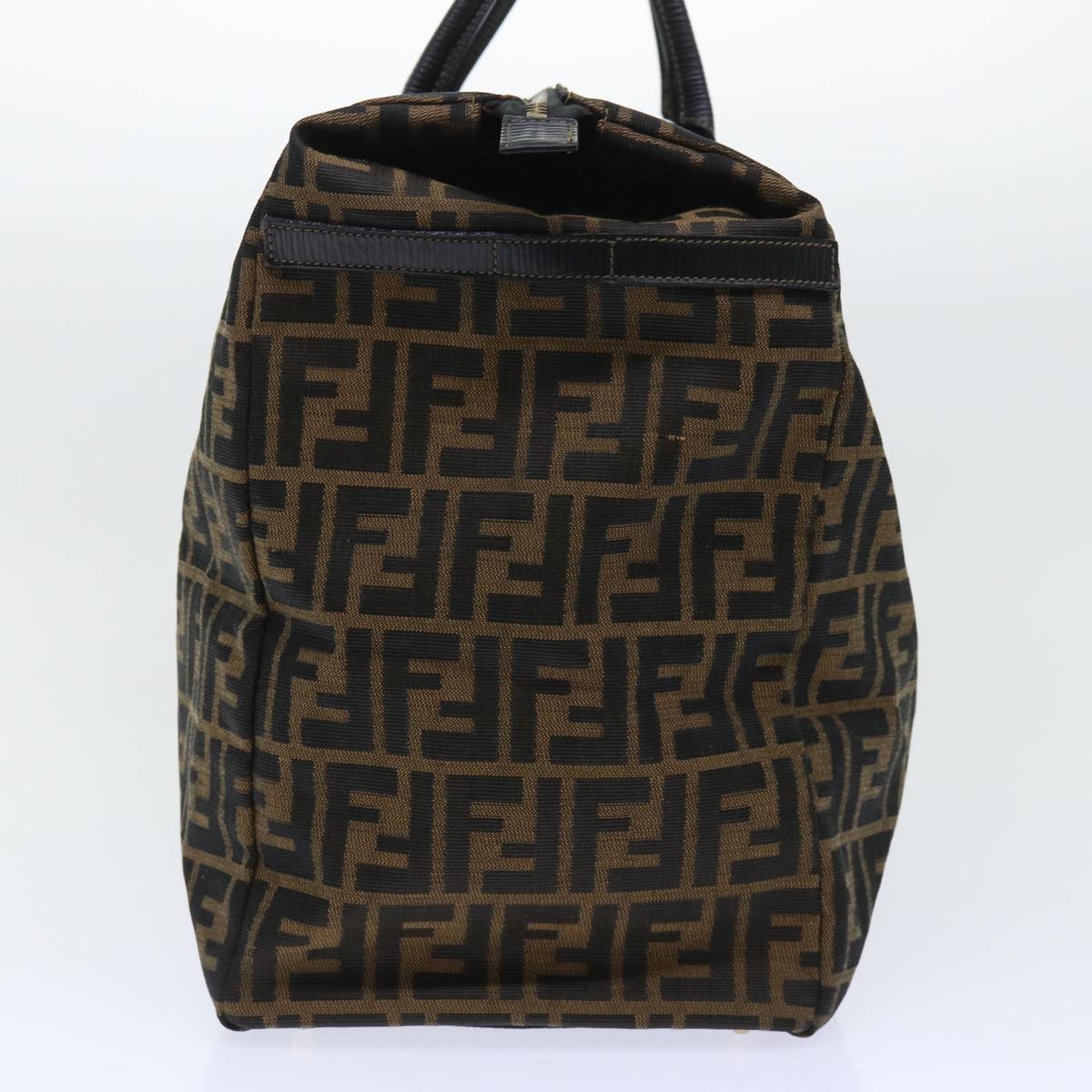FENDI Zucca Canvas Boston Bag Brown Black yk8493