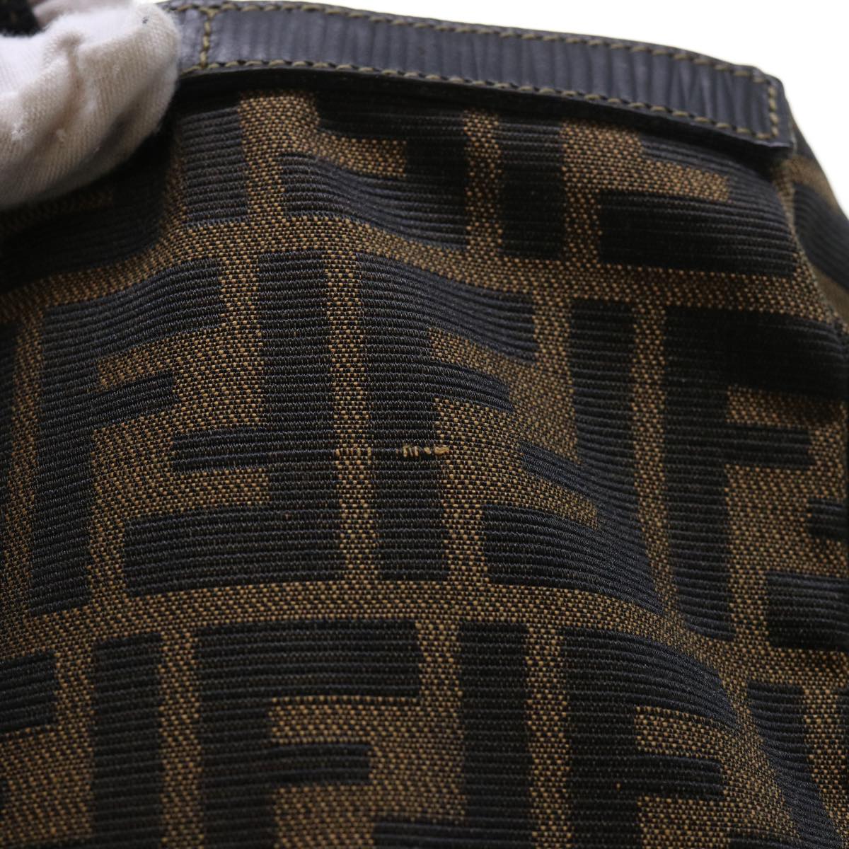 FENDI Zucca Canvas Boston Bag Brown Black yk8493