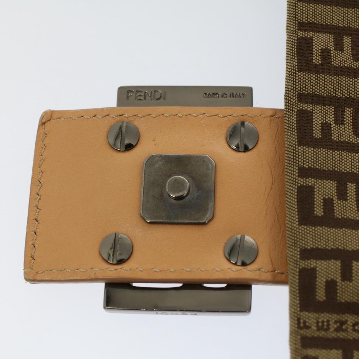 FENDI Zucchino Canvas Mamma Baguette Shoulder Bag Beige yk8498