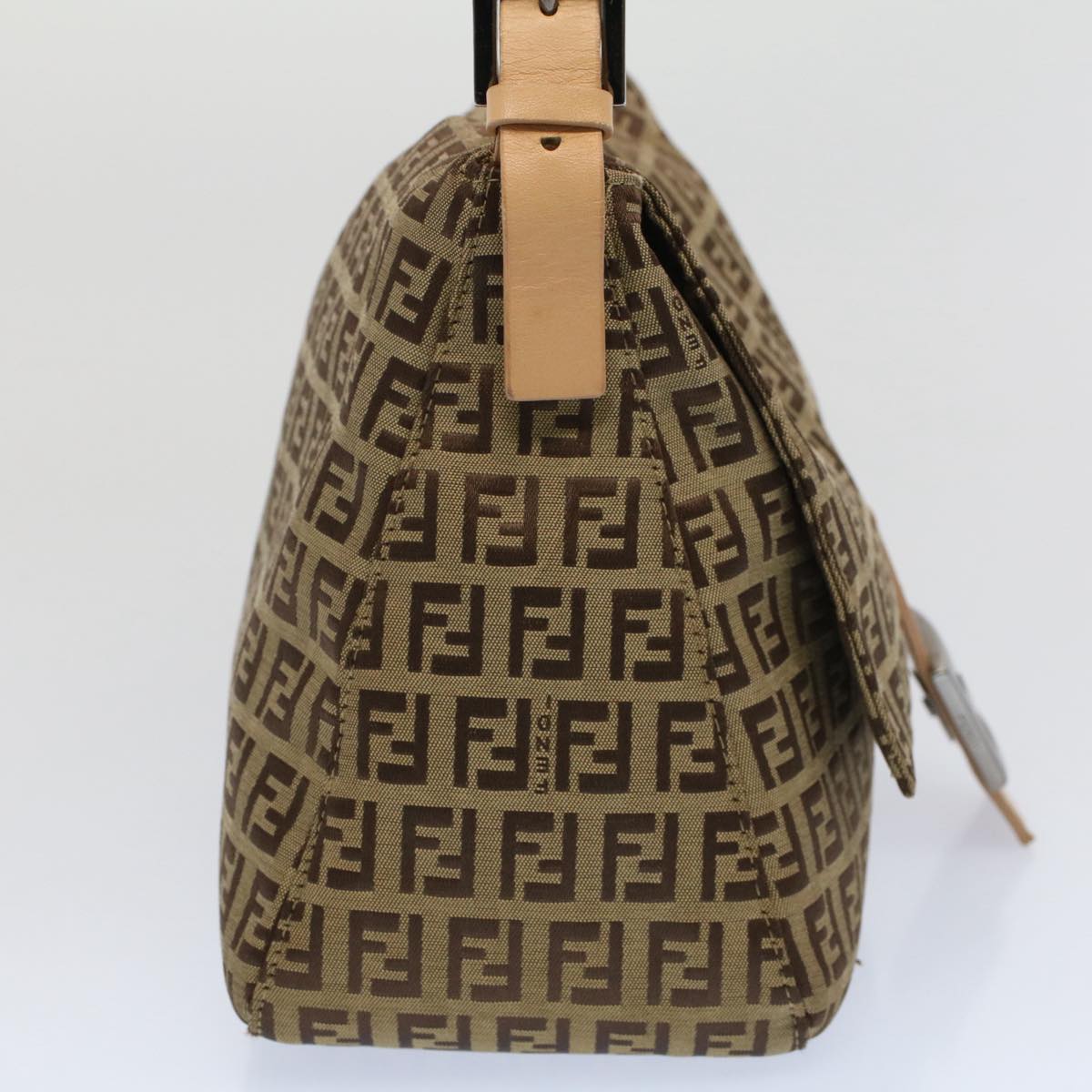 FENDI Zucchino Canvas Mamma Baguette Shoulder Bag Beige yk8498