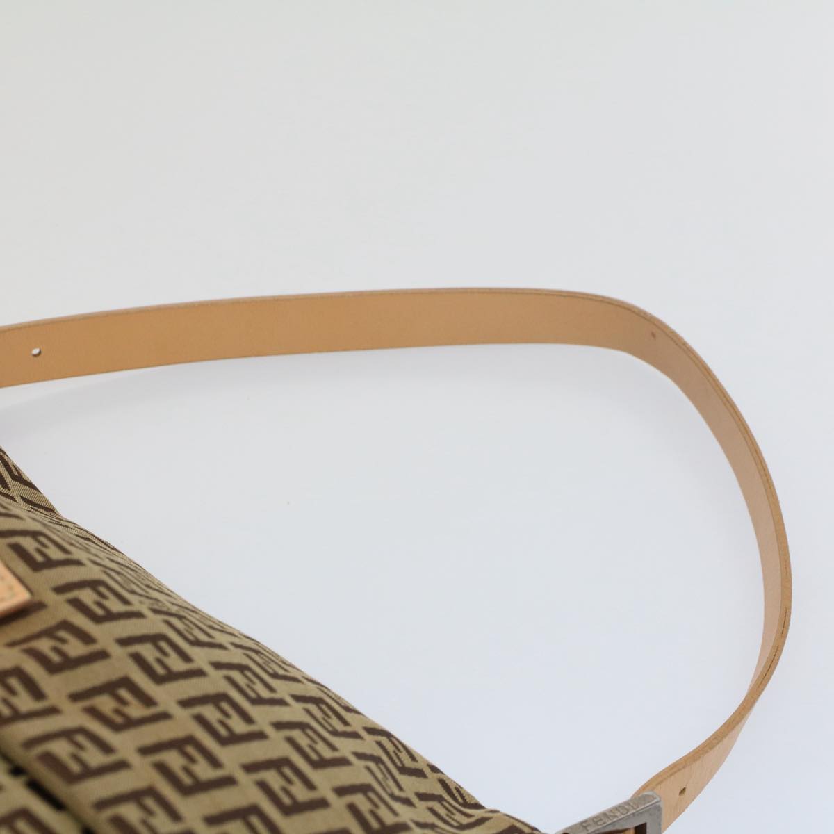 FENDI Zucchino Canvas Mamma Baguette Shoulder Bag Beige yk8498