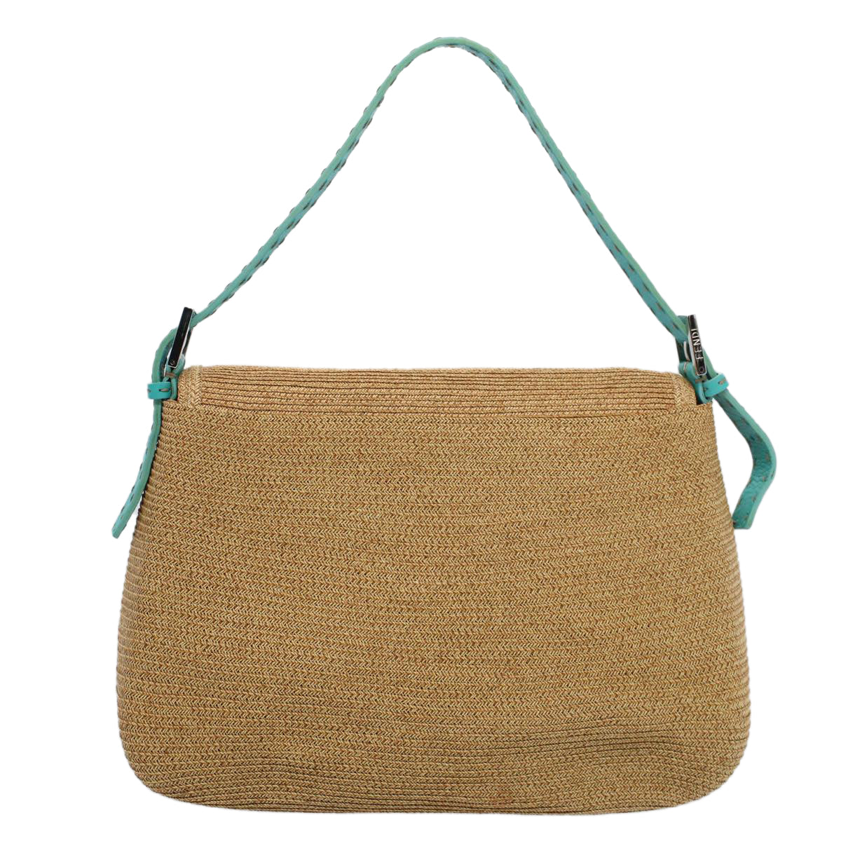 FENDI Celeria Mamma Baguette Shoulder Bag Straw Raffia Beige yk8499