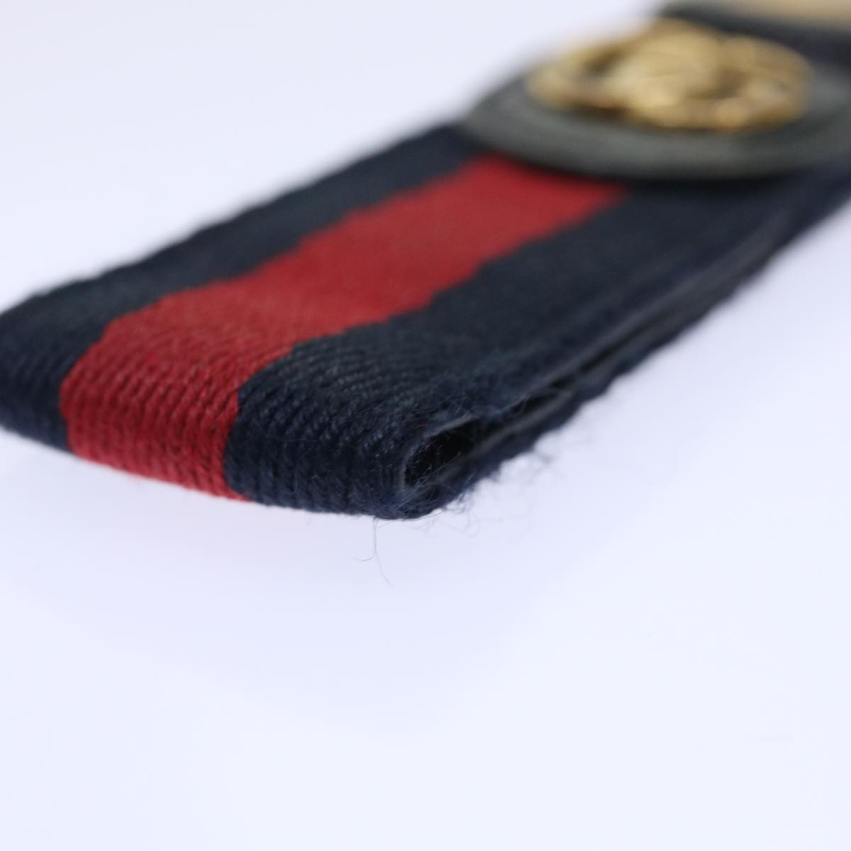 GUCCI Sherry Line Key Ring Canvas Red Navy yk8505