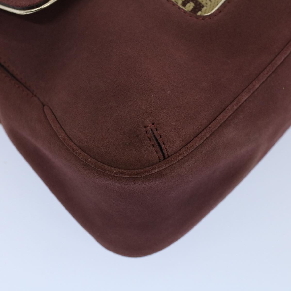 FENDI Zucchino Canvas Chain Shoulder Bag Beige yk8513