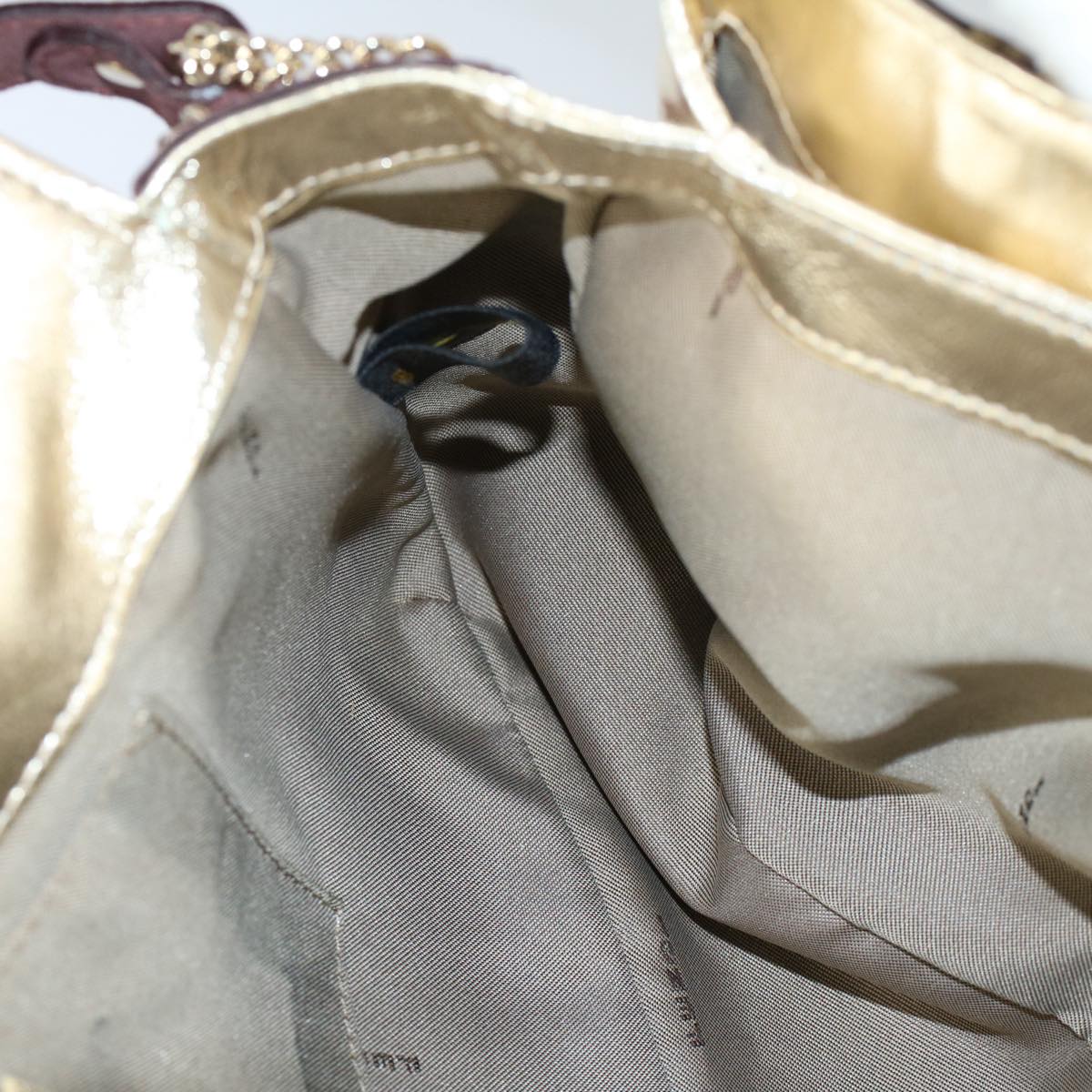 FENDI Zucchino Canvas Chain Shoulder Bag Beige yk8513