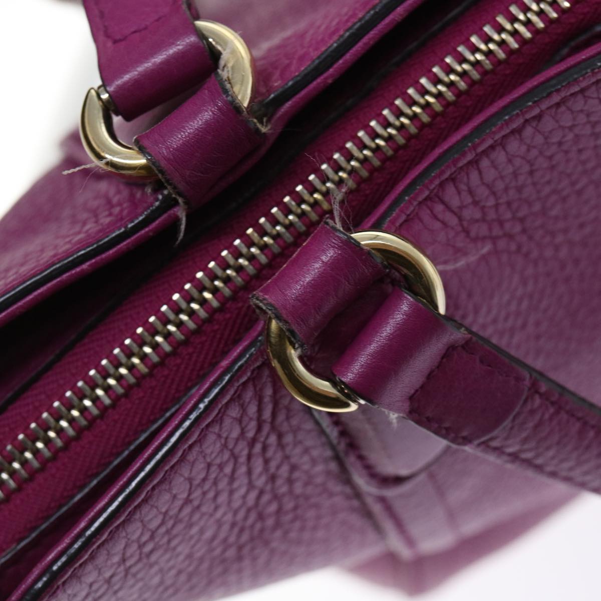 GUCCI Soho Hand Bag Leather 2way Purple 369176 yk8543