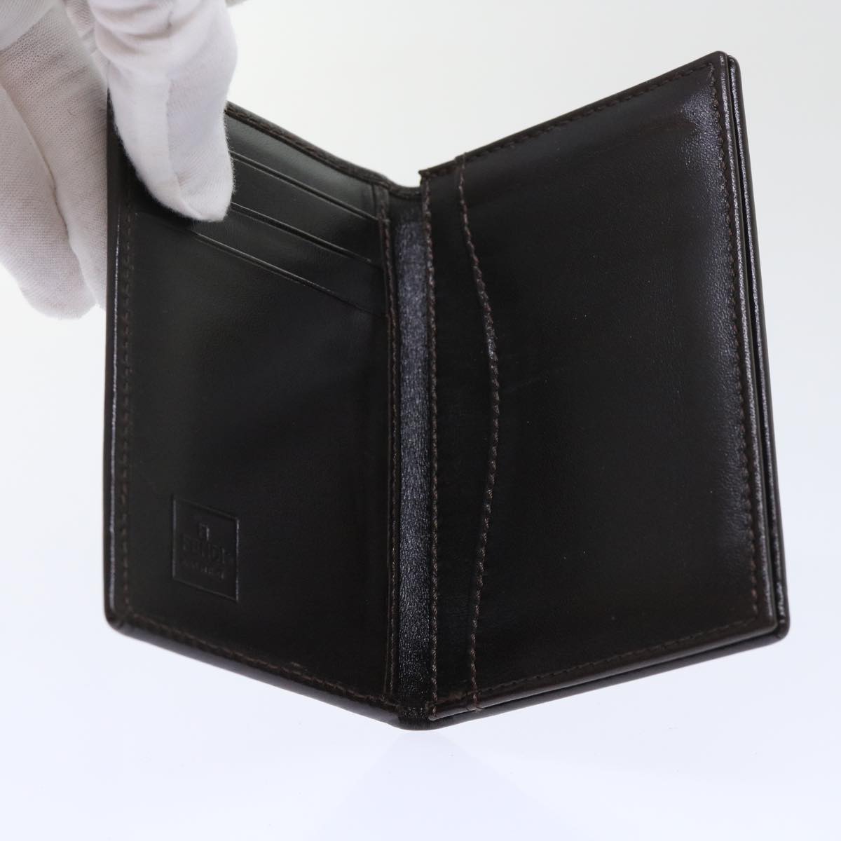 FENDI Zucca Canvas Card Case Black Brown yk8552
