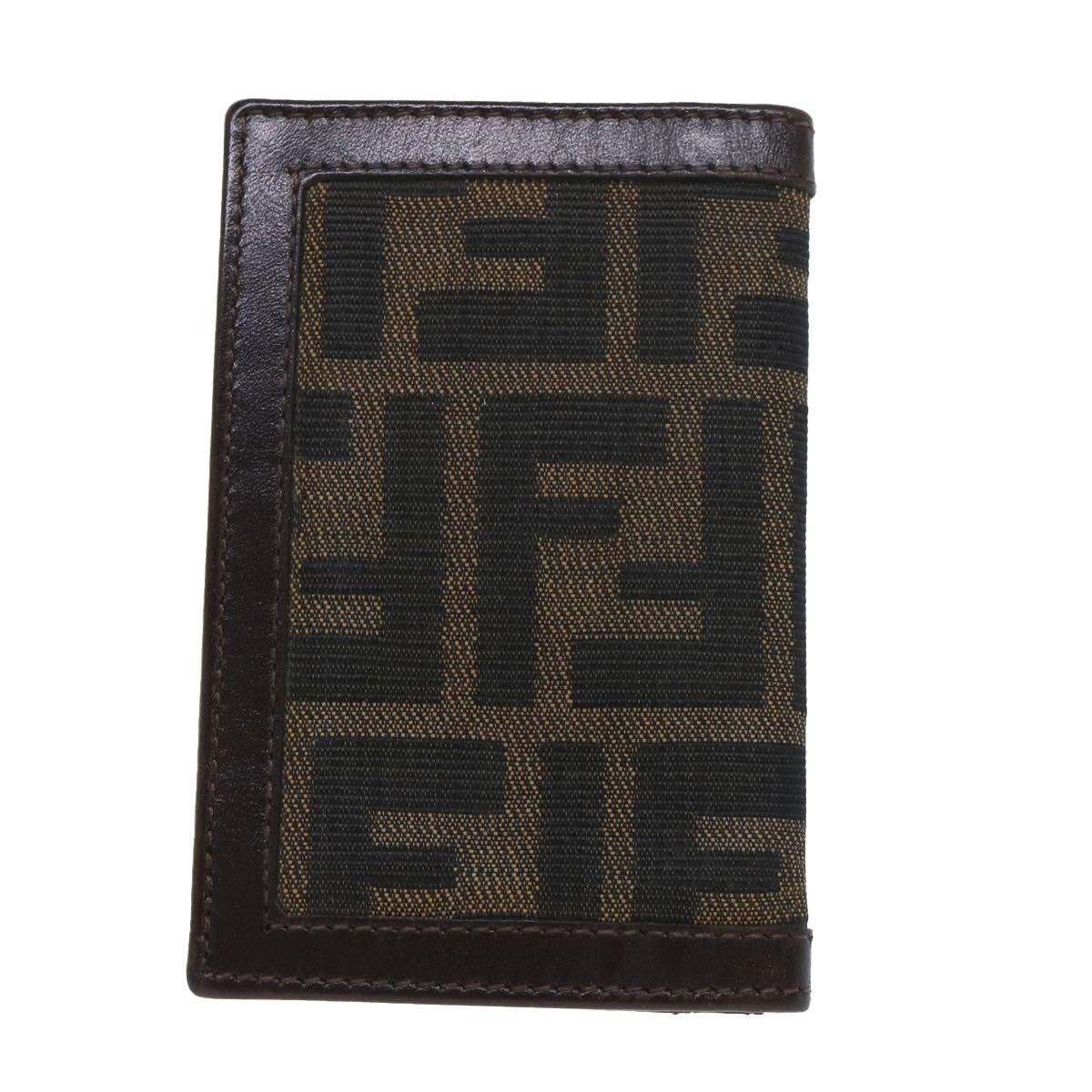FENDI Zucca Canvas Card Case Black Brown yk8552