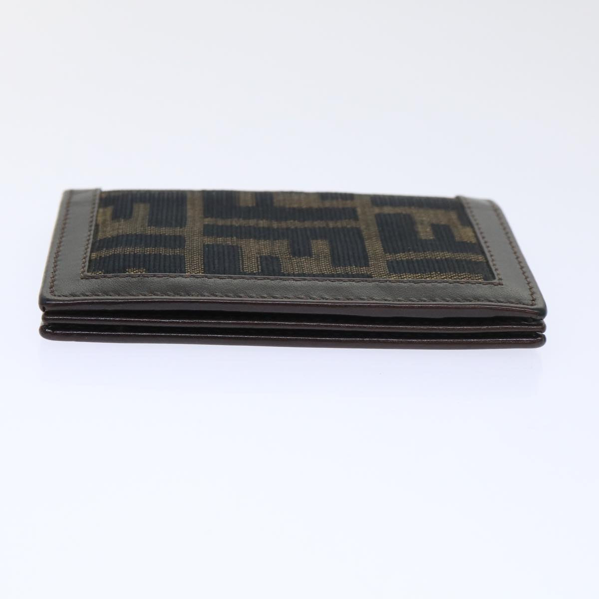 FENDI Zucca Canvas Card Case Black Brown yk8552