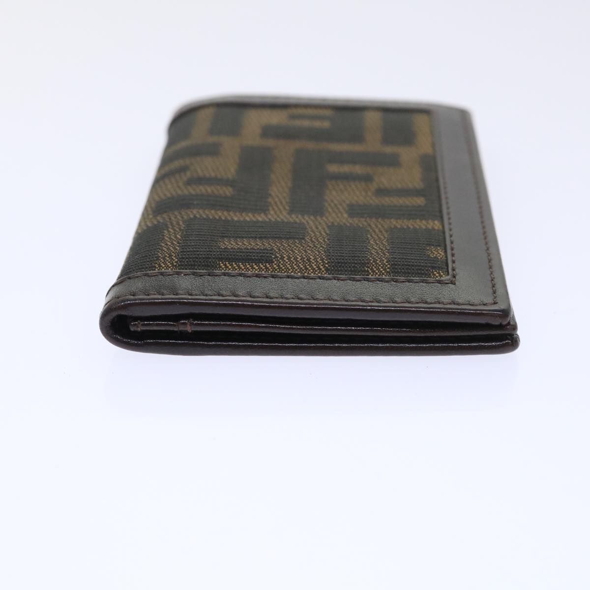 FENDI Zucca Canvas Card Case Black Brown yk8552