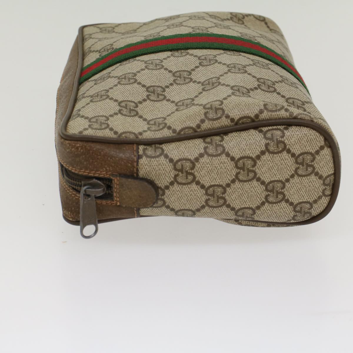GUCCI GG Canvas Web Sherry Line Clutch Bag Beige Red Green 63.01.012 yk8564
