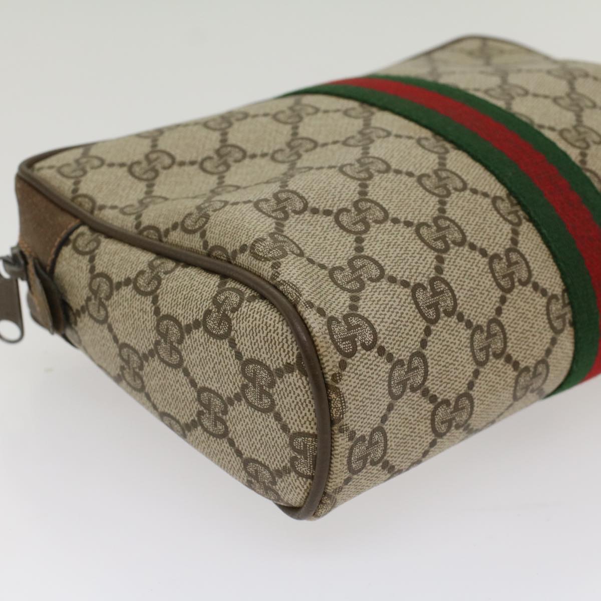 GUCCI GG Canvas Web Sherry Line Clutch Bag Beige Red Green 63.01.012 yk8564