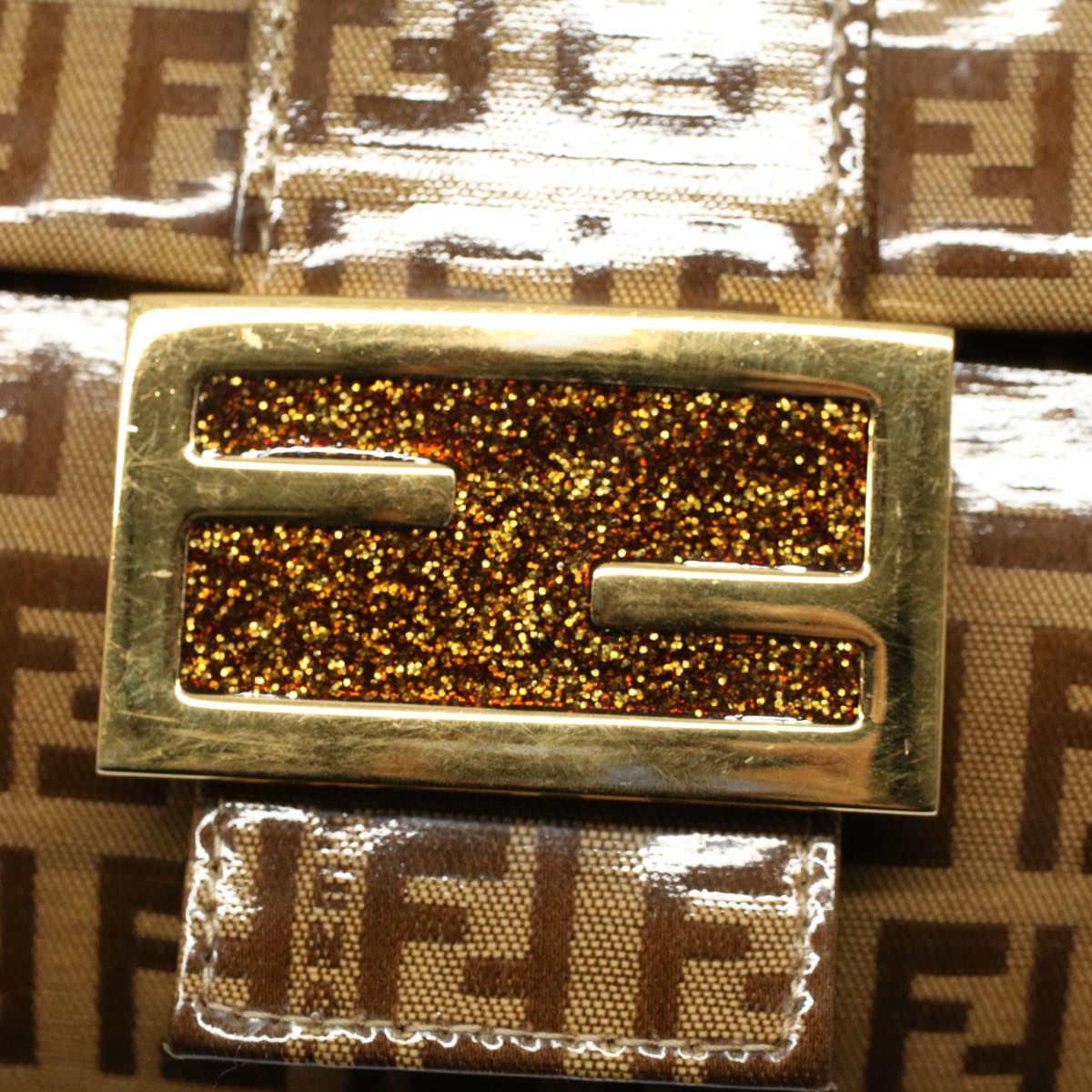 FENDI Zucchino Canvas Mamma Baguette Shoulder Bag Enamel Beige yk8584