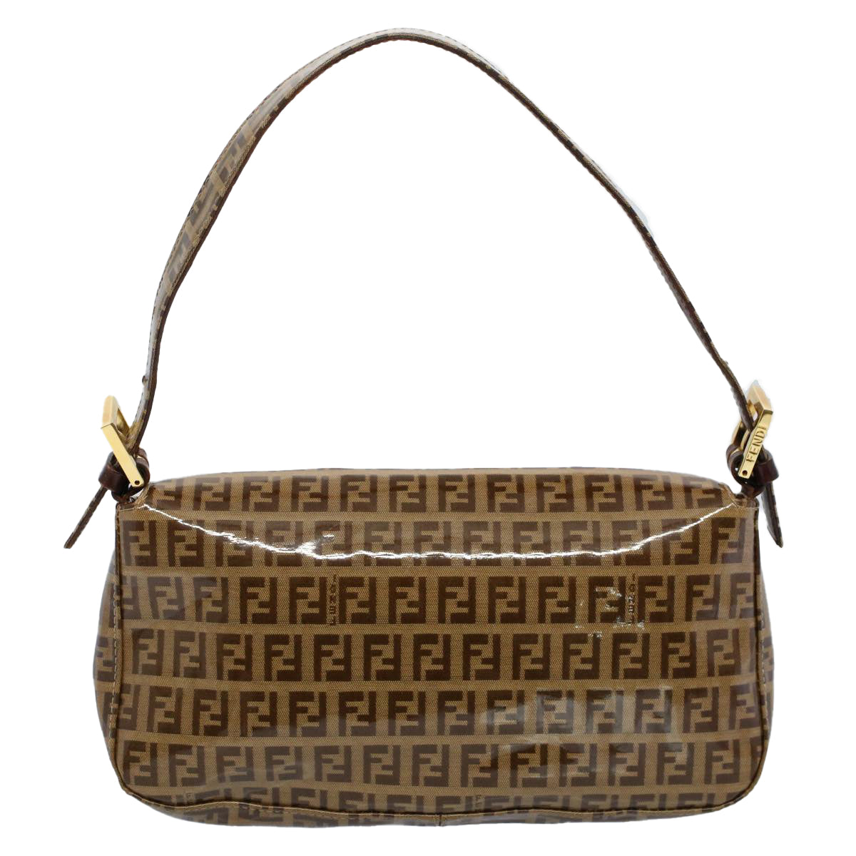FENDI Zucchino Canvas Mamma Baguette Shoulder Bag Enamel Beige yk8584