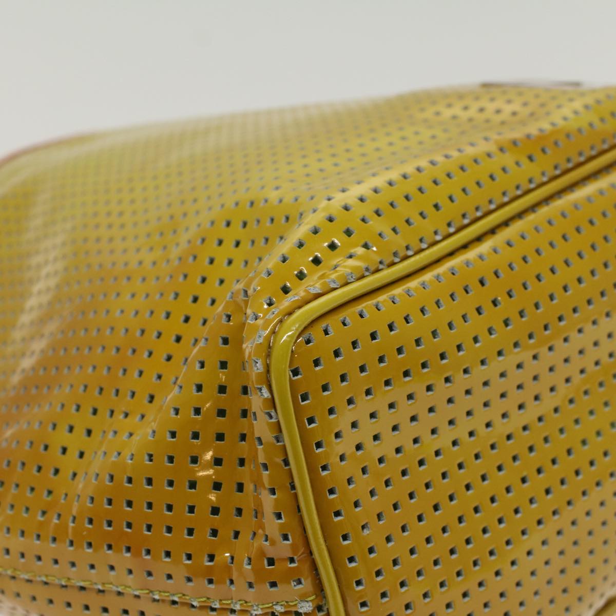 FENDI punching Hand Bag Patent leather Yellow yk8587