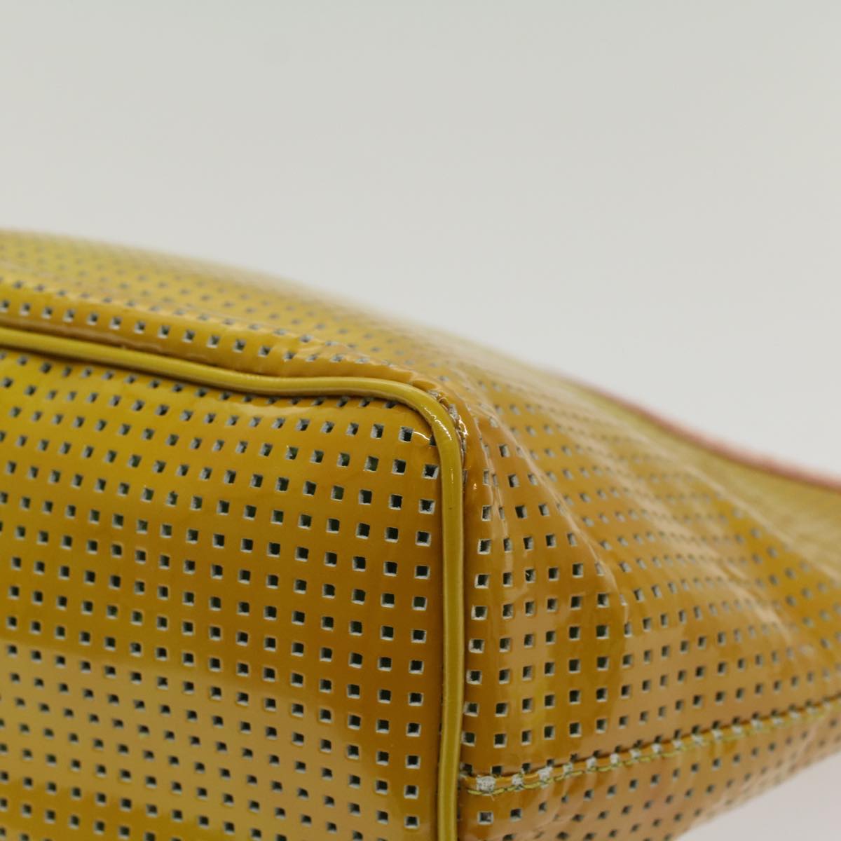 FENDI punching Hand Bag Patent leather Yellow yk8587