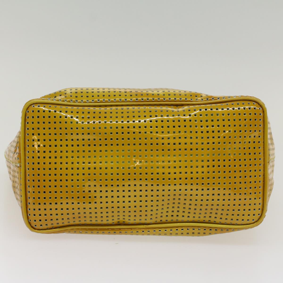 FENDI punching Hand Bag Patent leather Yellow yk8587