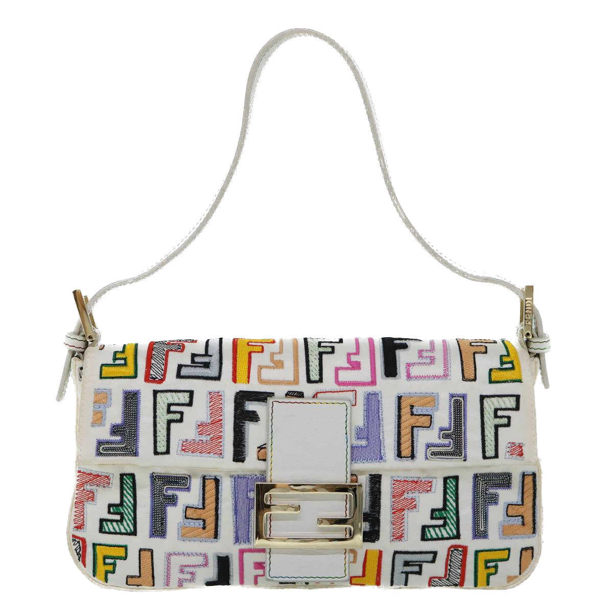 FENDI Zucca Canvas Embroidery Mamma Baguette Bag 2way Multicolor yk8631A