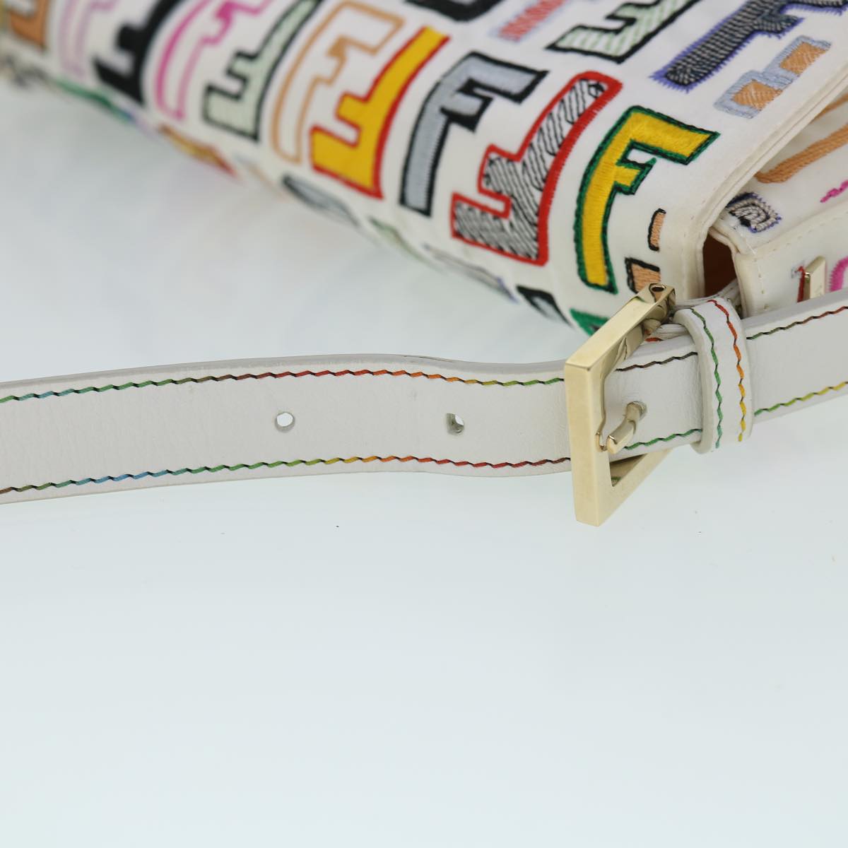 FENDI Zucca Canvas Embroidery Mamma Baguette Bag 2way Multicolor yk8631S
